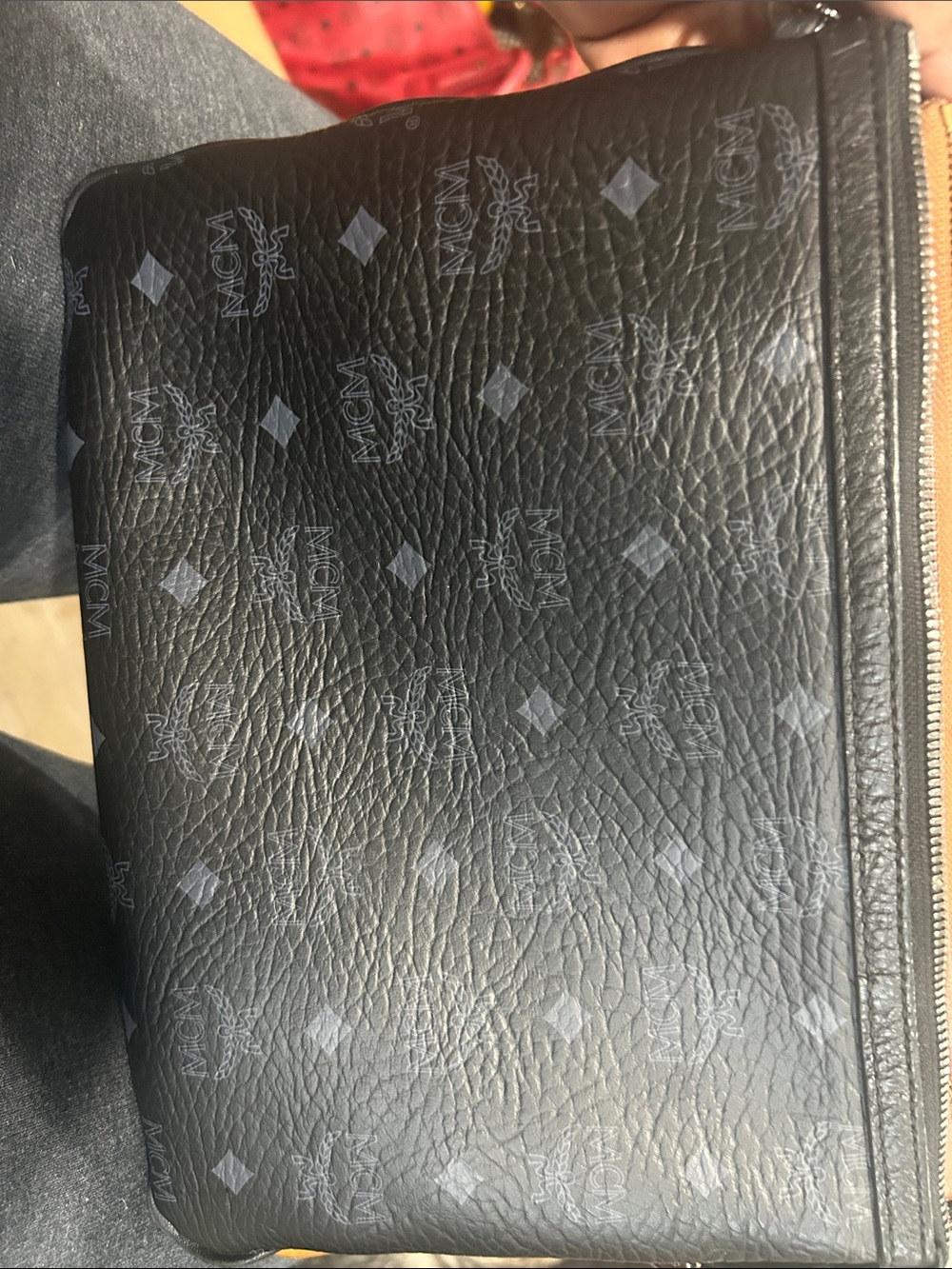 MCM Black Leather Logo-Print Toiletry Pouch